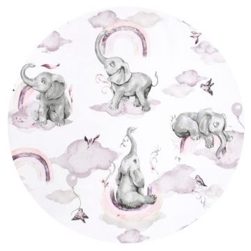 Aparatoare pentru patut Qmini 140x70 cm din bumbac 210x30 cm Elephants on Rainbow Pink