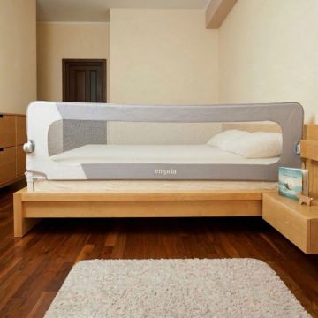 Bariera protectie pat copii, rabatabila, 180 cm, Alb Gri