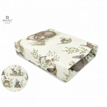 Cearceaf cu elastic Miminu din bumbac 160x80 cm Calm Forest Natural