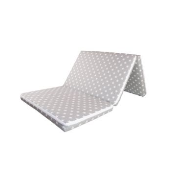 MyKids - Saltea pliabila pentru patut Stars, 120x60 cm, 5 cm Spuma, Gri