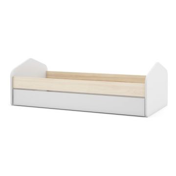 Pat pentru copii cu extensie alb/cu aspect de lemn de pin 90x200 cm Estefania – Marckeric
