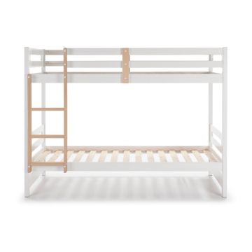 Pat pentru copii alb/natural supraetajat 90x190 cm Sami – Marckeric