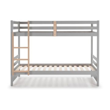 Pat pentru copii gri deschis/natural supraetajat 90x190 cm Sami – Marckeric