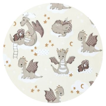 Paturica de infasat Qmini multifunctionala 75x75 cm din bumbac Dragons Beige