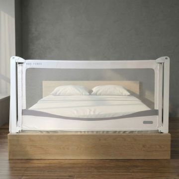 Protectie laterala pat, model PREMIUM XXL, interconectabila, reglabila si culisanta, inaltime ajustabila pana la 97 cm, lungime 180 cm, Gri deschis