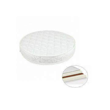 Saltea pentru patut copii, Waldin, Cocos, potrivita pentru Patut Evolutiv 7in1 Oval, Mini, 73 x 73 x 10 cm