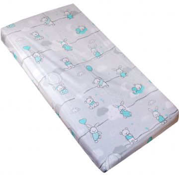 Cearceaf cu elastic din bumbac 120 x 60 cm, Turquoise Rabbits