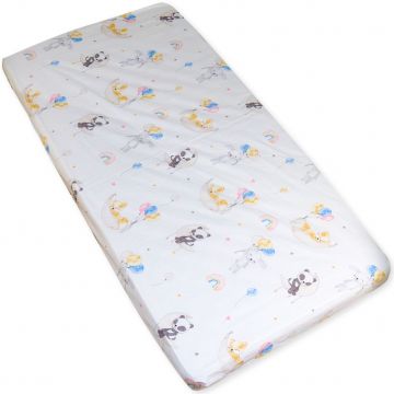 Cearceaf din bumbac cu elastic 120x60cm Pufinas , Bunnies
