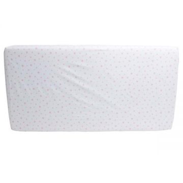 Cearceaf din bumbac cu elastic Pink Stars White 120x60 cm