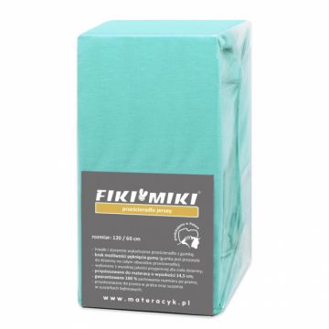 Cearsaf cu elastic jerse din bumbac Menta 120 60 cm