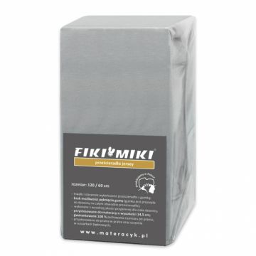 Cearsaf Fiki Miki cu elastic jerse bumbac gri 120 60 cm