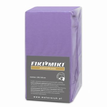 Cearsaf Fiki Miki cu elastic jerse bumbac mov 120 60 cm