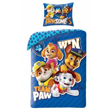 Lenjerie de pat Paw Patrol, 140x200 cm, multicolora, 2 piese