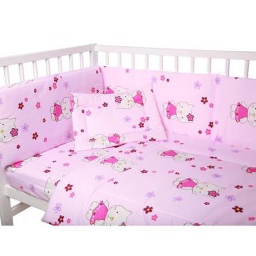 Lenjerie patut cu 5 piese Kitty Pink