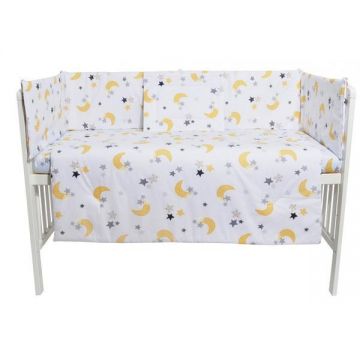 Lenjerie patut cu 5 piese Moon White Yellow