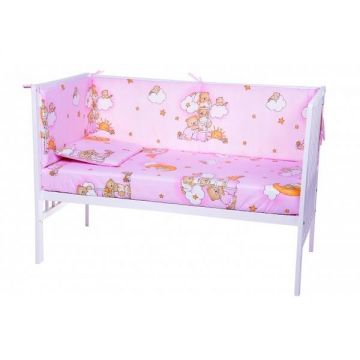 Lenjerie patut cu 5 piese Sleepy Teddy Bear Pink 008