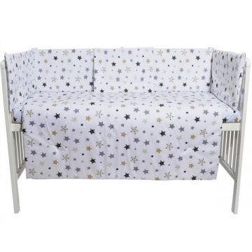 Lenjerie patut cu 5 piese Stars Grey White