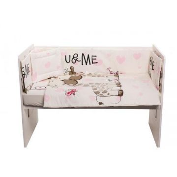 Lenjerie patut cu 5 piese U&Me Pink