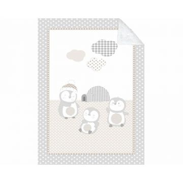 Patura pentru bebelusi 80 x 110 cm Kikka Pingui Family Beige