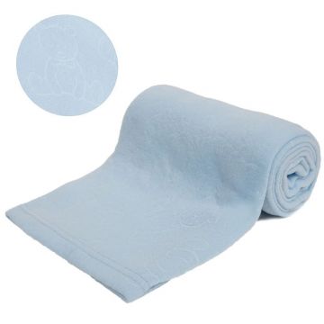 Paturica bebe din fleece bleu, 75 x 100cm, Soft Touch