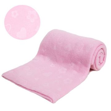 Paturica bebe din fleece roz, 75 x 100 cm, Soft Touch