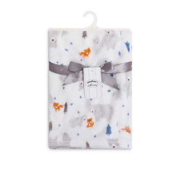 Paturica din fleece pentru bebelusi 75 x 100 cm model animalute de padure