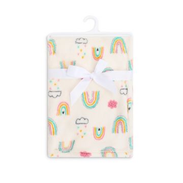 Paturica din fleece pentru bebelusi 75 x 100 cm model curcubeu