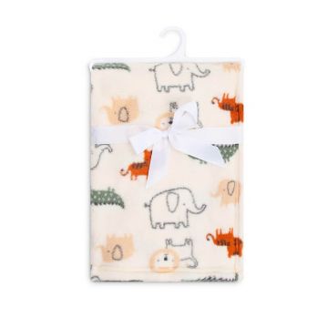 Paturica din fleece pentru bebelusi 75 x 100 cm model safari