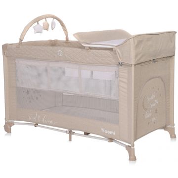 Patut pliabil Lorelli Noemi Plus, 2 nivele, cu accesorii, Fog Beige Star