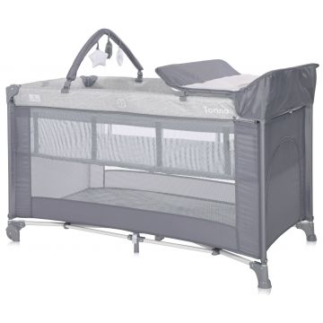 Patut pliabil Lorelli Torino Plus, 2 nivele, cu accesorii, Grey Striped Elements