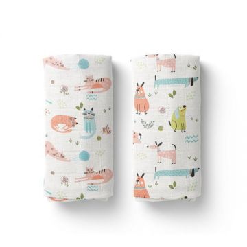 Set 2 scutece muselina organica My Cats& Dogs - Buva