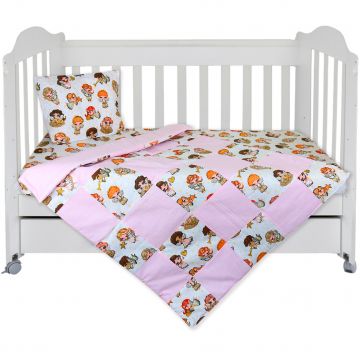 Set Lenjerie cu 4 piese 60/120 cm, bumbac 100%, Angels - Multicolor