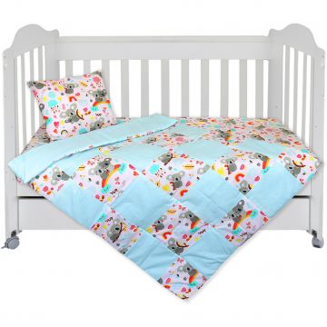 Set Lenjerie cu 4 piese 60/120 cm, bumbac 100%, Sweet Panda - Multicolor