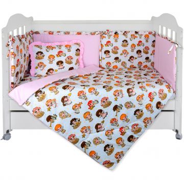 Set Lenjerie cu 6 piese 60/120 cm, bumbac 100%, Angels - Multicolor