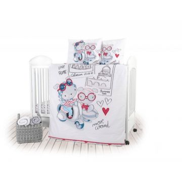 Set lenjerie de pat 4 piese 100x150 Kikka Love Rome