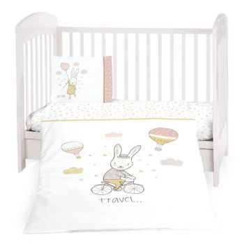 Set lenjerie de pat Kikka Rabbits In Love 3 piese