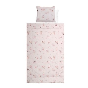 Set lenjerie de pat Lorelli Ranforce Iepurasi Bej 4 piese