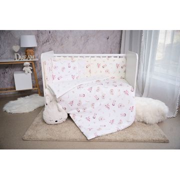 Set lenjerie pat, 60 x 120 cm, Smile Bumbac Ranforce, Lorelli, Beige Bunnies