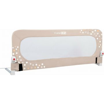 Protectie laterala pat, FreeON, Pentru bebe, Rabatabila, Instalare usoara, Dimensiune 135 x 57 cm, Little Dots, Beige