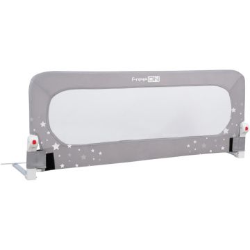 Protectie laterala pat, FreeON, Pentru bebe, Rabatabila, Instalare usoara, Dimensiune 135 x 57 cm, Little Stars, Conform cu standardul european BS7972:2001+A12009, Grey