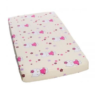 Cearceaf din bumbac cu elastic Kitty 120x60 cm