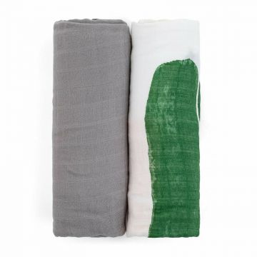 Feedo - Set 2 museline din bambus, Multifunctionale, Hipoalergenice, Cu indicator de varsta, Conform standardului european de securitate Oeko-Tex 100, Dimensiuni mari:120x120 cm, Multicolor