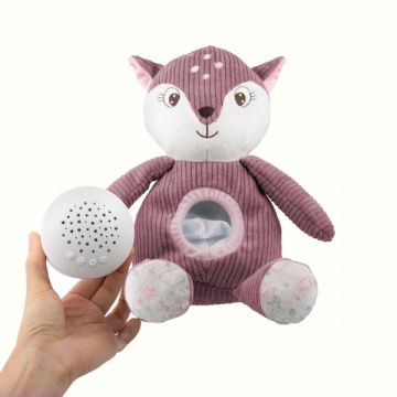 Jucarie moale Fawn Canpol Babies proiector si cutie muzicala 3 In 1 77206 pink