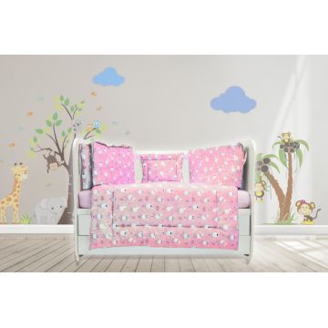 Lenjerie MyKids Dancing Bunny roz 4+1 piese 120x60