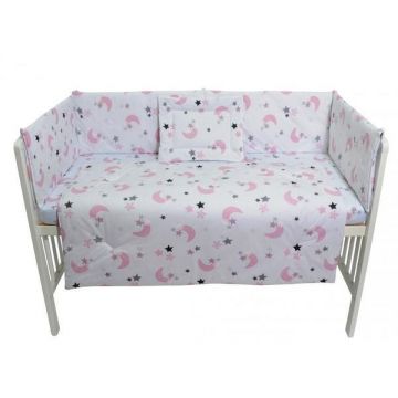 Lenjerie patut cu 5 piese Pink Moon White