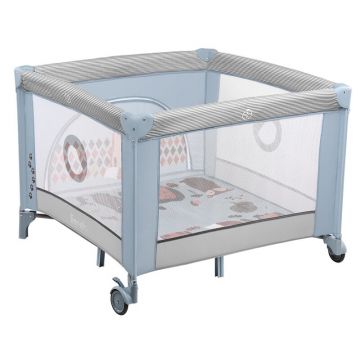 Lionelo - Tarc de joaca Lene, Cu roti, Cu intrare laterala cu fermoar, 100 x 100 cm, Conform cu standardul europeane de securitate EN12227, Blue Sky