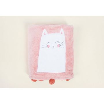 Pătură pentru copii roz din bumbac 75x120 cm Kitty – Mijolnir