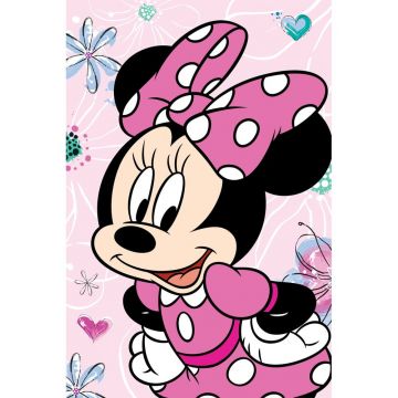 Pătură pentru copii roz din micropluș 100x150 cm Minnie Flowers – Jerry Fabrics