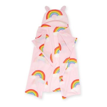 Pătură pentru copii roz din micropluș 120x150 cm Rainbow Hearts – Catherine Lansfield