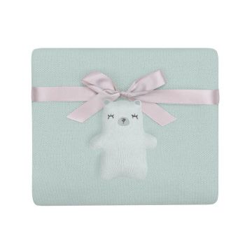 Patura tricotata din bumbac 75 x 100 cm Kikka Boo Bear With Me Mint